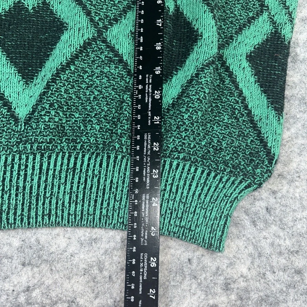 Vintage Bonwit Teller Men's XL Knit Sweater Green Long Sleeve‎ Crewneck Grandpa